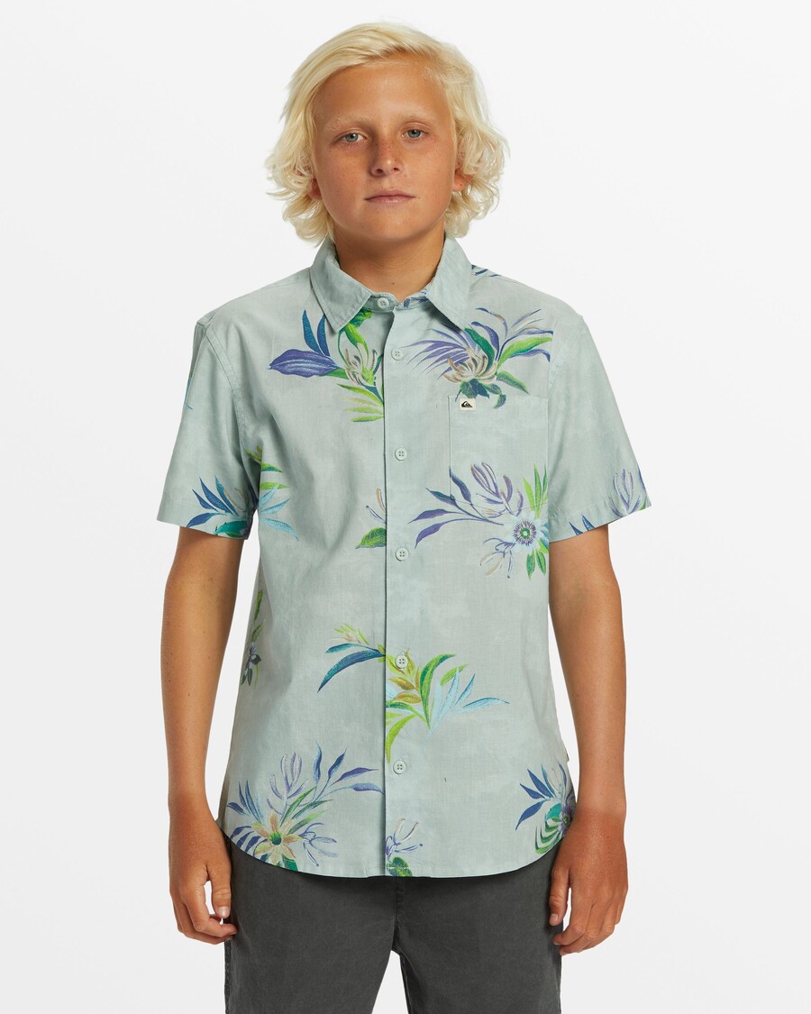 Quiksilver Chemise à Manches Courtes Pour Garçons 8-16 Ans Apero Tropic Fever -