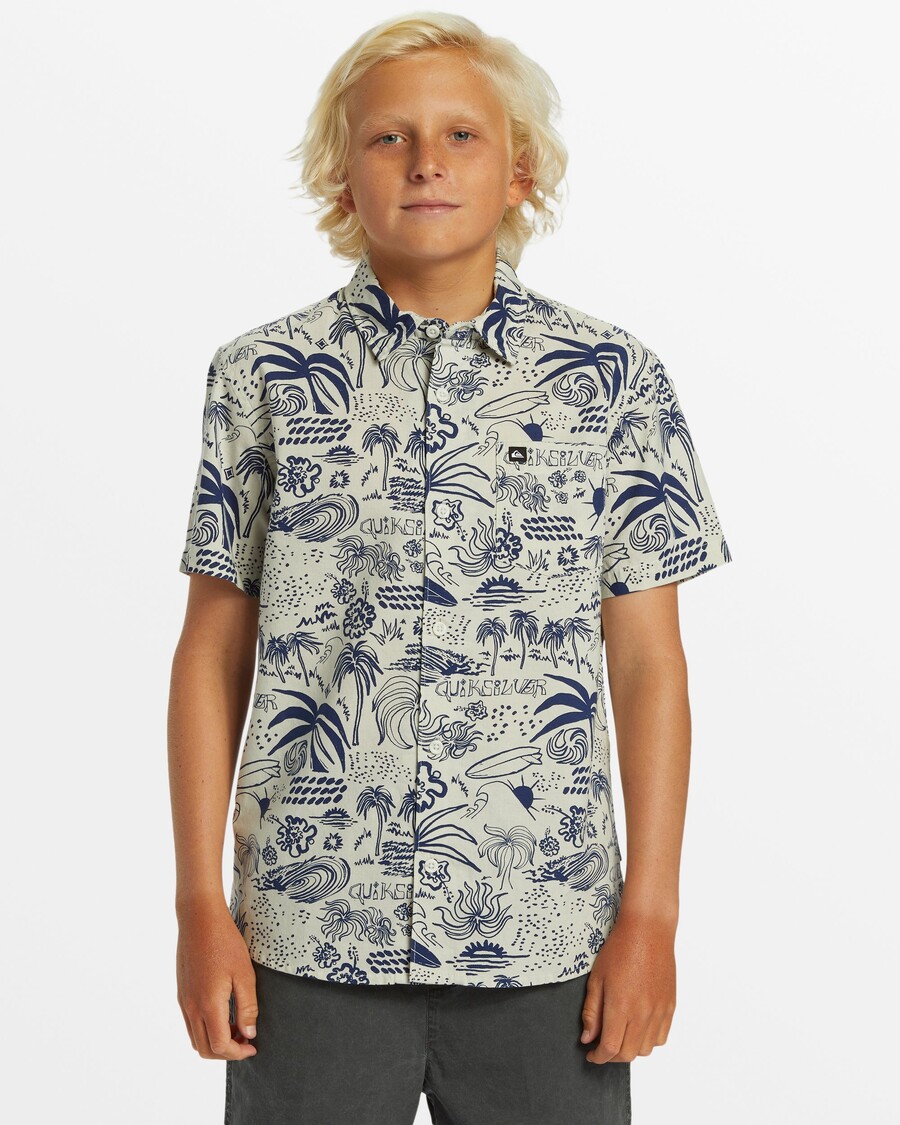 Quiksilver Chemise à Manches Courtes Classique Apero Flow Pour Garçons 8-16 Ans -