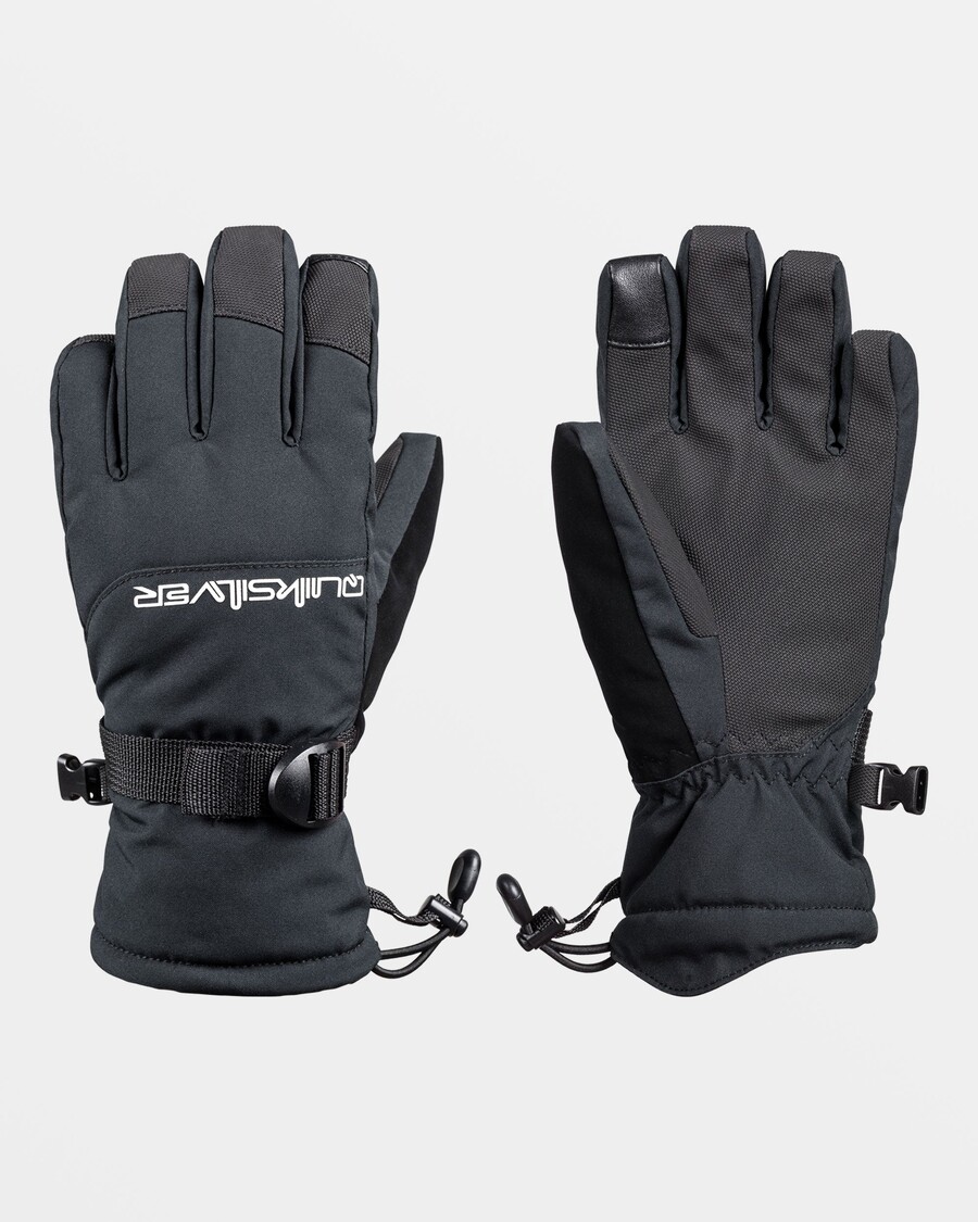 Quiksilver Gants De Neige Mission Pour Garçons 8-16 Ans - Vrai Noir