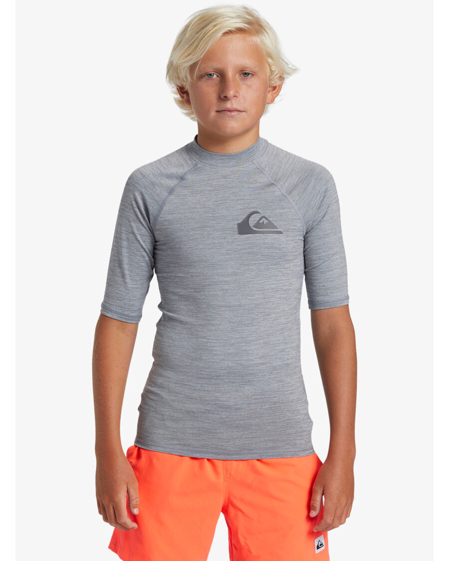 Quik Silver Boys 8-16 Everyday UPF 50 Short Sleeve Rashguard - Quarry Heather