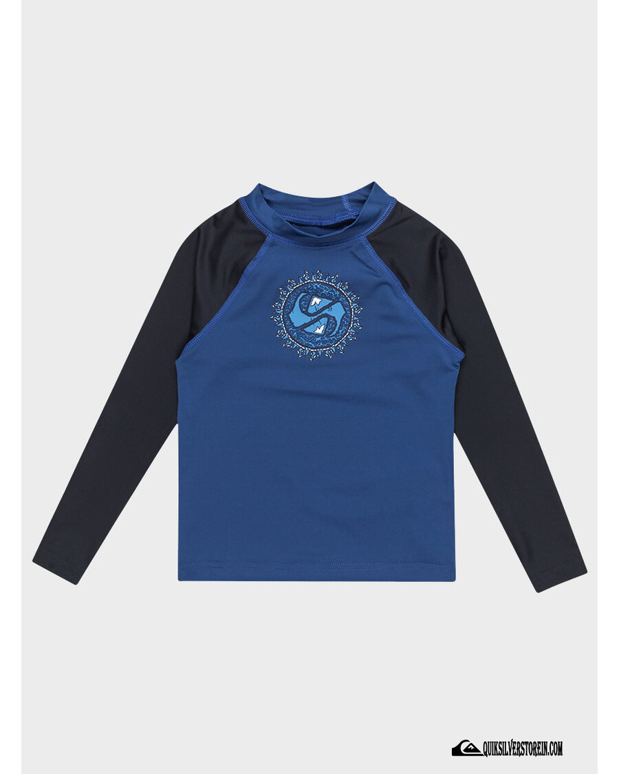 Rashguard De Manga Larga Quik Silver Para Niños De 2 A 7 Años De Uso Diario Con Protección Upf 50 - Negro/azul