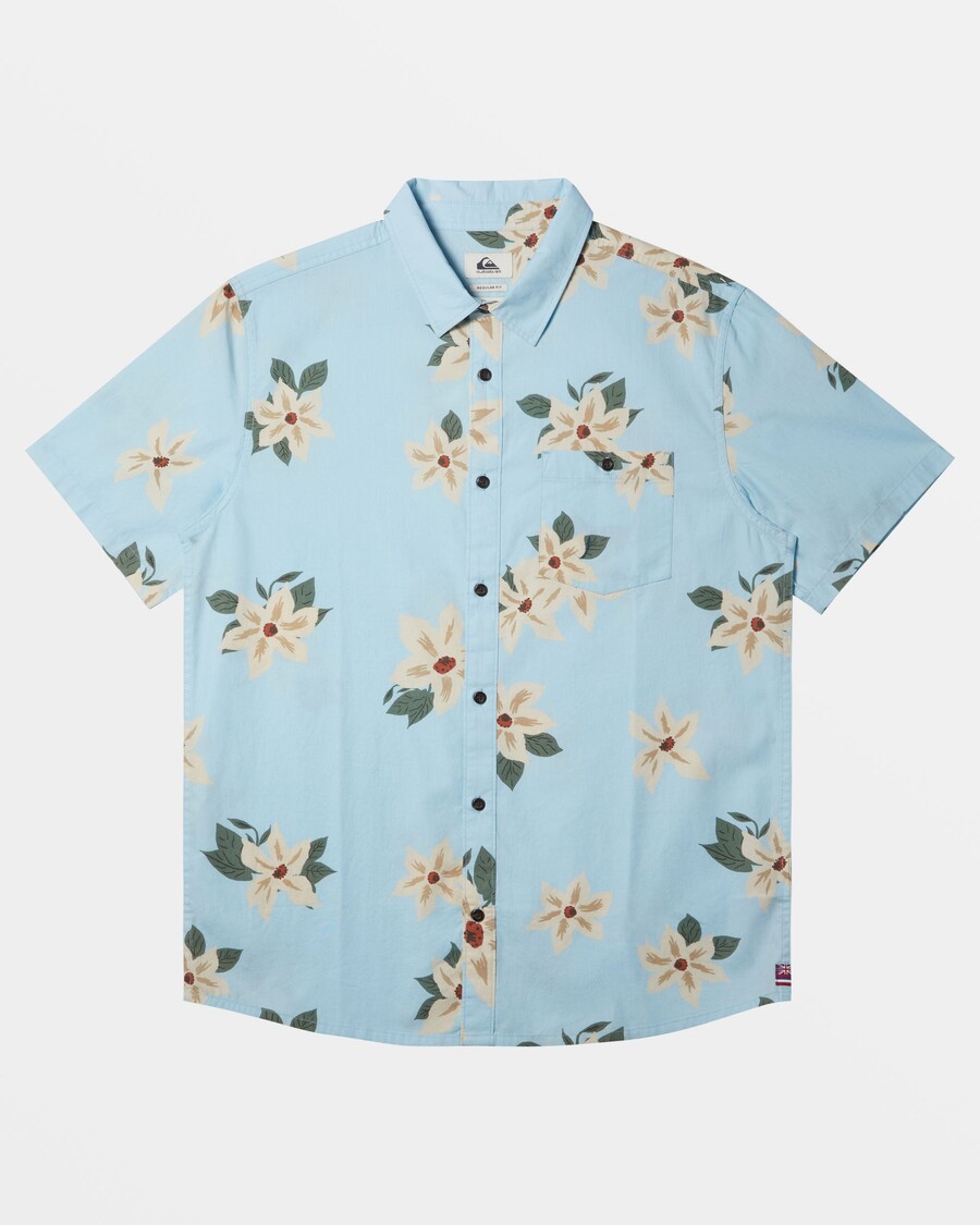 Camisa Hawaiana Quiksilver Hawaii Lei Day - Azul Cielo