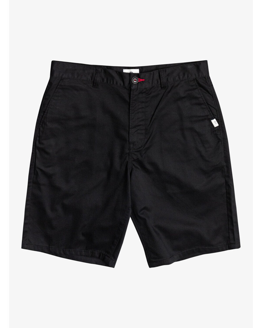 Quik Chino 21" Short Met Zilveren Embleem - Zwart