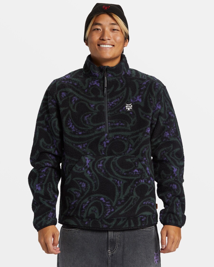 Quiksilver Mercury Félcipzáras Pulóver - Mercury Sherpa- Fekete