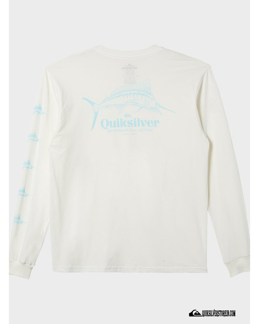 Tricou Cu Mânecă Lungă Quiksilver Waterman Trophy Catch - Alb Ca Zăpadă