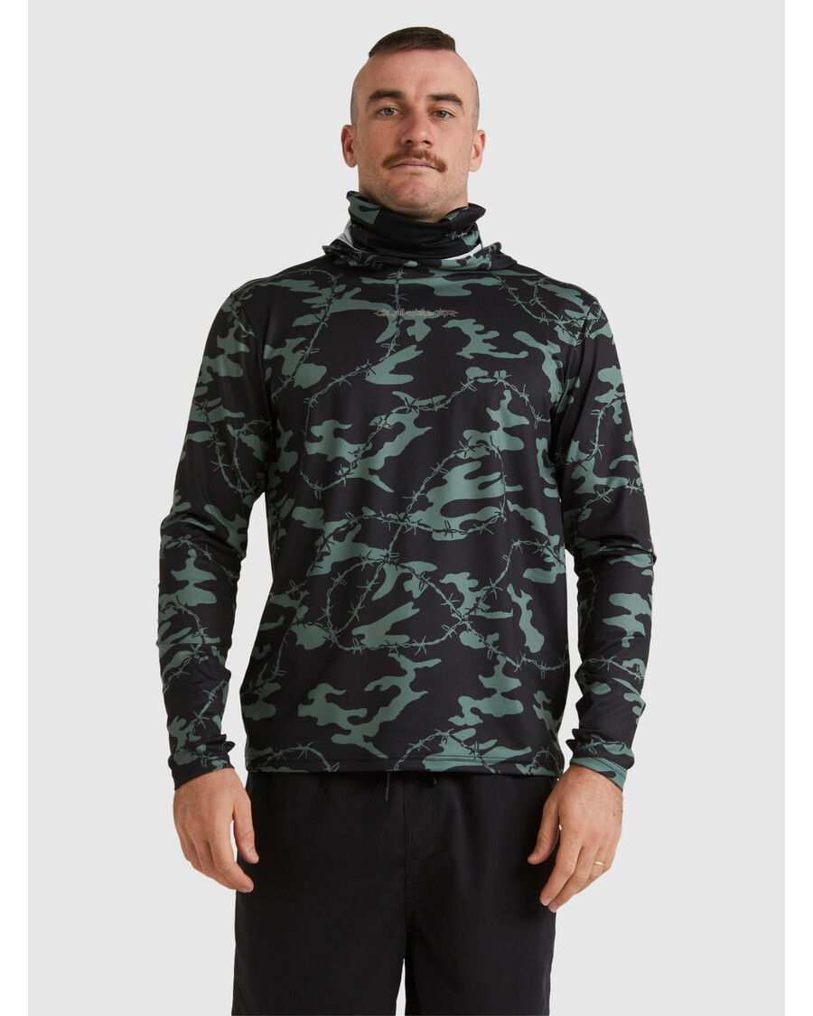 Quiksilver Mikey με κουκούλα μακρυμάνικο Upf 50 μπλουζάκι Surf - μαύρο