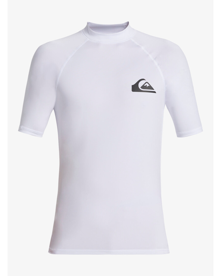 Quik ασημί καθημερινό Upf 50 κοντό μανίκι Rashguard - λευκό