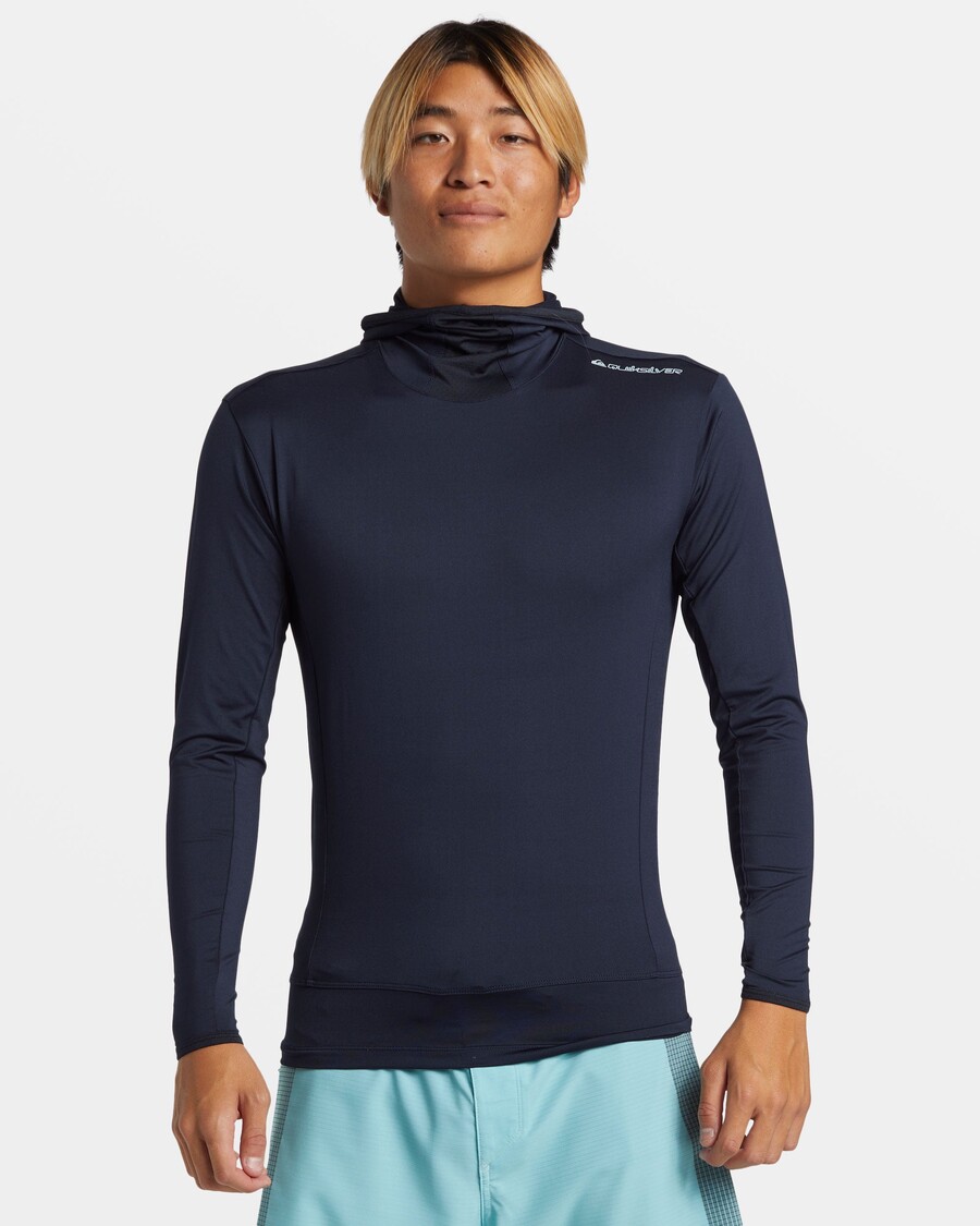 Quik Silver Highline UPF 50 Hooded Long Sleeve Rashguard - Dark Navy