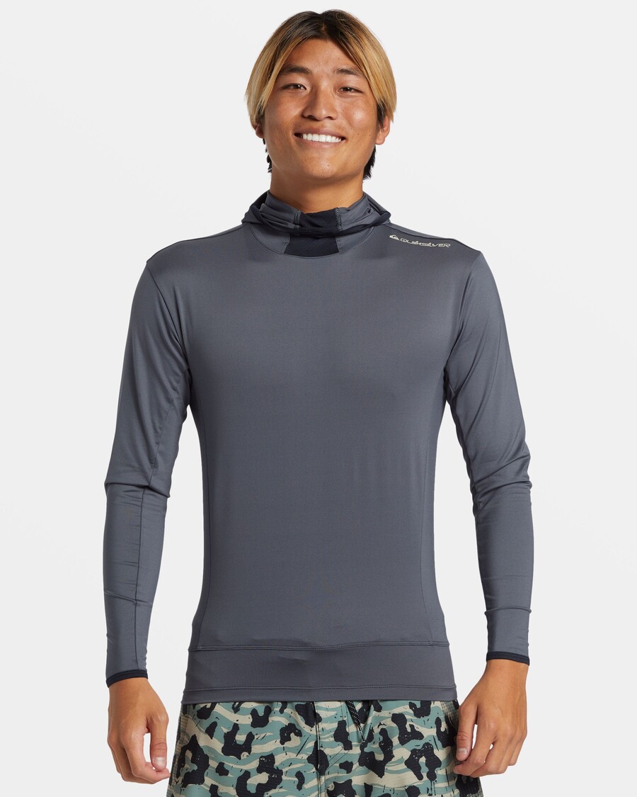 Quik Silver Highline UPF 50 Hooded Long Sleeve Rashguard - Iron Gate