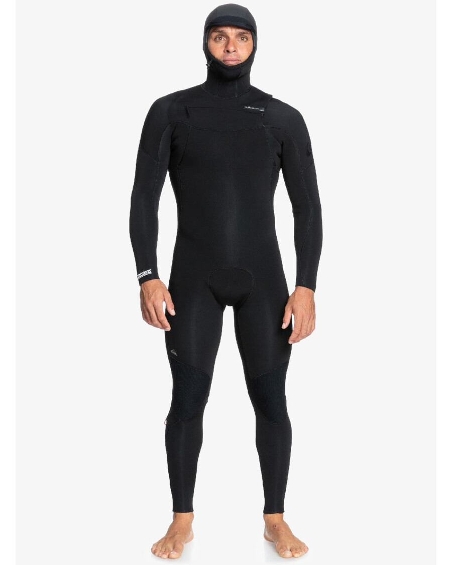 Costum De Neopren Quiksilver 5/4/3/ Sesiuni De Zi Cu Zi Cu Glugă și Fermoar Pe Piept - Negru