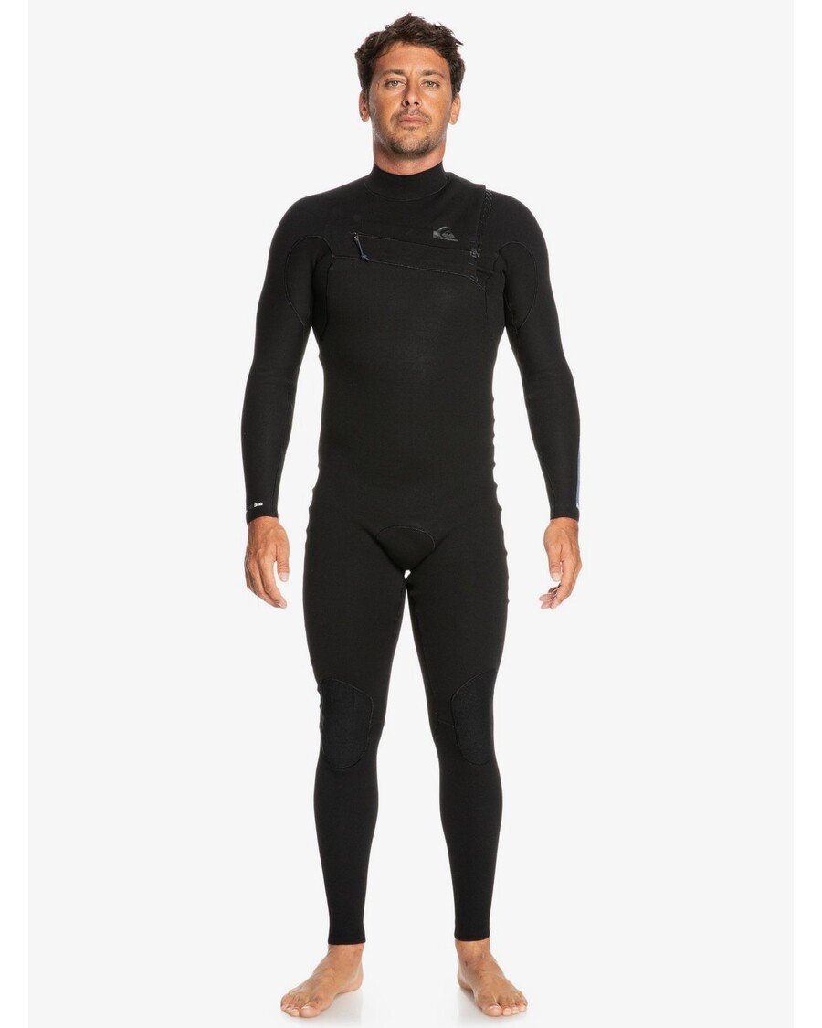 Quiksilver 4/3 Highline Neopren Na Hrudi Na Zips - čierny